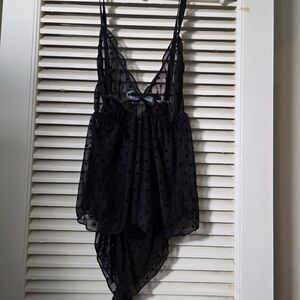 Fashion Nova Black Heart Mesh Top